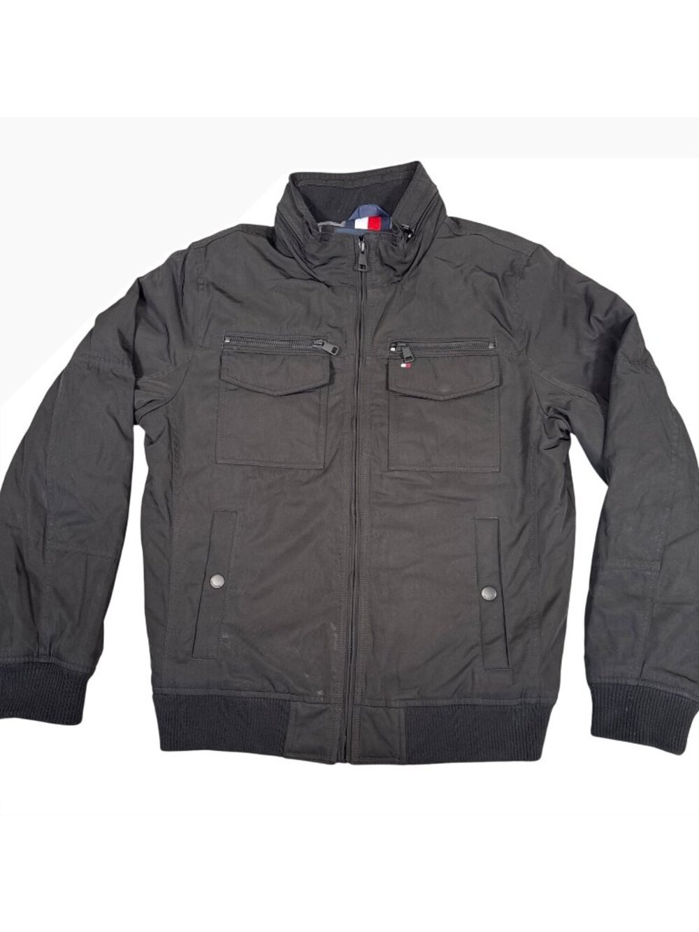 Tommy Hilfiger Water Wind Resistant Jacket Mens S Black Outdoors Hooded Coat